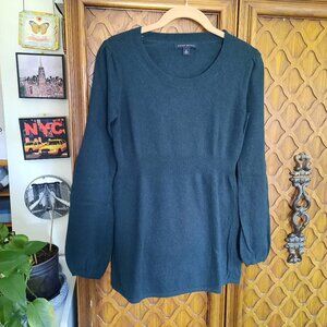 BANANA REPUBLIC Wool-Cashmere Blend Bell-Sleeve Peplum Sweater - Green, Size S